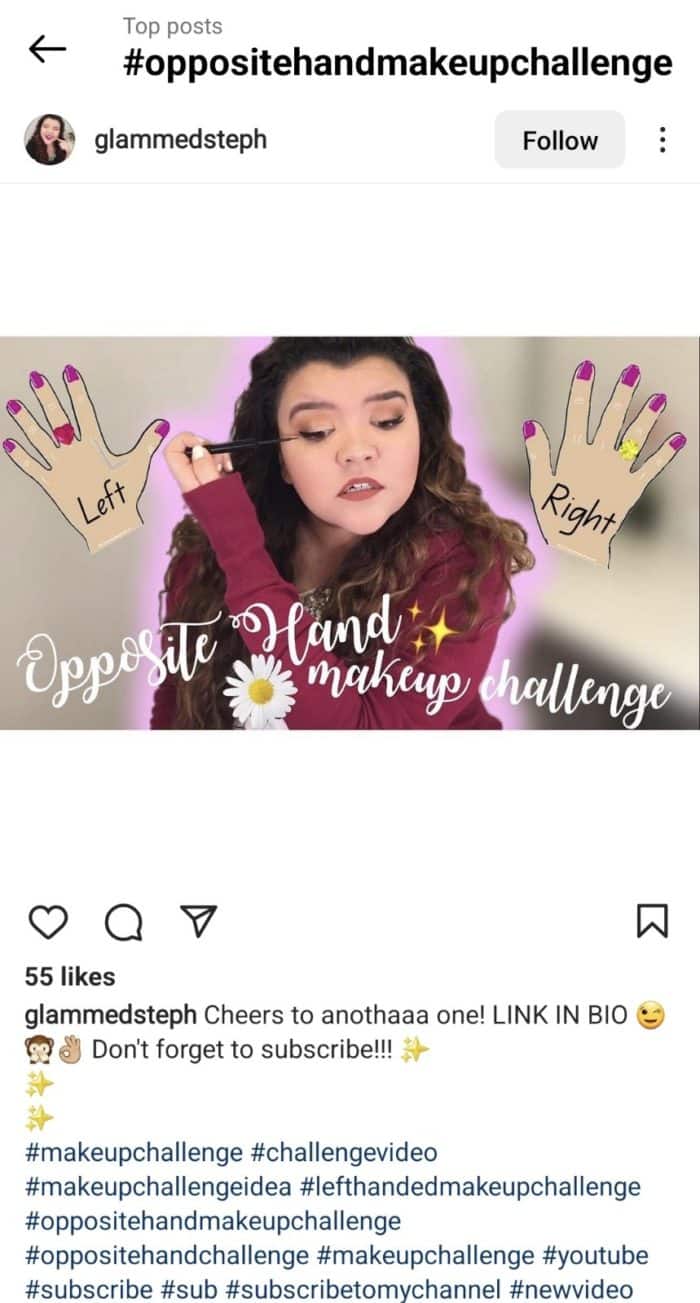 Instagram截图对面的手化妆挑战