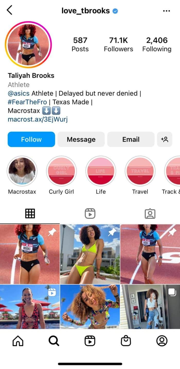 塔利亚·布鲁克斯运动员instagram档案