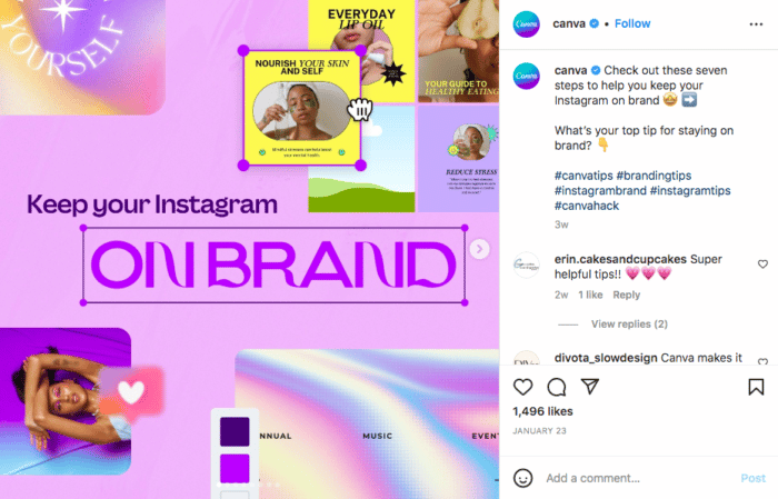 Canva旋转木马系列:保持你的instagram品牌